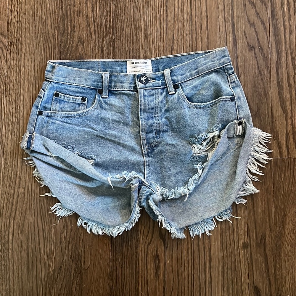 One Teaspoon x Free People High Low Denim Shorts